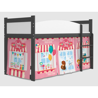 NA SKLADE: Vyvýšená detská posteľ TWISTER 184x80 cm - Cukráreň - šedá/ružová + matrac