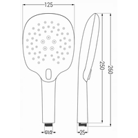 Ručná sprchová hlavica MEXEN R-22 - 3 funkcie - 250x125 mm - čierna, 79522-70