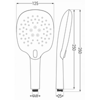 Ručná sprchová hlavica MEXEN R-22 - 3 funkcie - 250x125 mm - chrómová, 79522-00