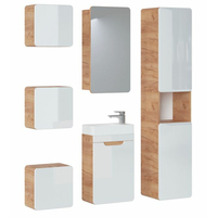 Zostava kúpeľňového nábytku BÁRA 40 cm s úzkou umývadlovou skrinkou vr. keramického umývadla bez prepadu