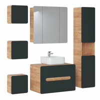 Zostava kúpeľňového nábytku BÁRA cosmos 80 cm so zrkadlovou skrinkou vr. keramického umývadla na dosku