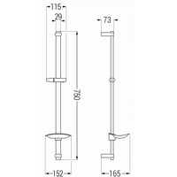 Sprchová kovová tyč s držiakom na ručnú sprchu a mydlo MEXEN DB - 75 cm - chrómová, 79384-00