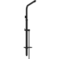 Sprchová kovová tyč s držiakom na ručnú sprchu, dažďovú hlavicu a mydlo MEXEN Q - 93-125 cm - čierna + hadica 150 cm, 79395-70
