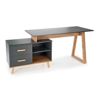 Písací stôl SNAPE so stolíkom - šedý/dub votan
