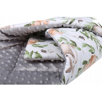 Obojstranná zavinovačka pre bábätká 80x80 cm BABYMAM PREMIUM - Zelená paseka so šedou minky