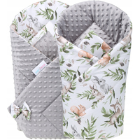 Obojstranná zavinovačka pre bábätká 80x80 cm BABYMAM PREMIUM - Zelená paseka so šedou minky