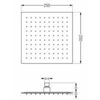 Sprchová dažďová hlavica MAXMAX MEXEN SLIM - štvorcová - 25x25 cm - zlatá, 79125-50