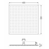 Sprchová dažďová hlavica MAXMAX MEXEN SLIM - štvorcová - 40x40 cm - čierna, 79140-70