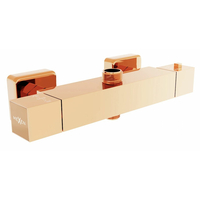 Sprchová nástenná termostatická batéria MAXMAX MEXEN CUBE s pripojením na sprchovú tyč - rose gold, 77250-60