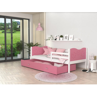 Detská posteľ so zásuvkou MAX S - 190x80 cm - ružovo-biela - motýle