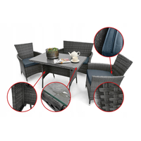 Záhradný ratanový nábytok LIDO (lavička + 2 kreslá + stôl) - čierny