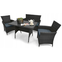 Záhradný ratanový nábytok LIDO (lavička + 2 kreslá + stôl) - čierny