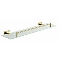 Kúpeľňová polička ARNO - 50 cm - kov/sklo - zlatá