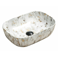 Keramické umývadlo RITA - biele / zlaté - imitácia kameňa, 21084595