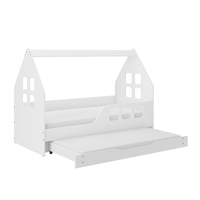 Detská domčeková posteľ KIDHOUSE s prístelkou - biela - pravá - 160x80 cm