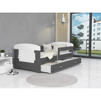 Detská posteľ so zásuvkou PHILIP - 140x80 cm - šedo-biela