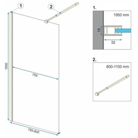 Kúpeľňová pevná zástena MAXMAX Rea AERO 80 cm - čierna matná - číre sklo