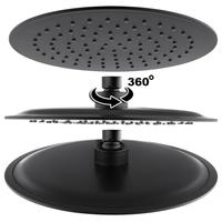 Sprchová dažďová hlavica YOKA SLIM - guľatá - 25 cm - čierna