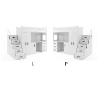 Detská vyvýšená posteľ s písacím stolom a skriňou MAXÍK 4 bielo-modrá - 200x80 cm + matrac ZADARMO