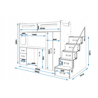 Detská vyvýšená posteľ s písacím stolom a skriňou MAXÍK 4 bielo-zelená - 200x80 cm + matrac ZADARMO