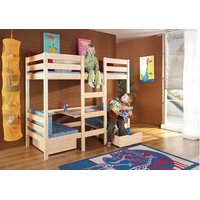 Detská poschodová posteľ z masívu borovice BART so zásuvkami - 200x90 cm - biela/grafit
