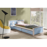 Detská posteľ z masívu borovice ALDA PLUS so šuplíkmi - 200x90 cm - biela / modrá