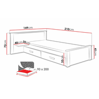 Detská posteľ z masívu borovice ALDA PLUS so šuplíkmi - 200x90 cm - biela/dub sonoma