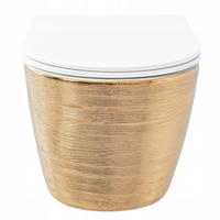Závesné WC Rea CARLOS RIMLESS - brúsené zlato + Duroplast sedátko flat