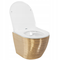 Závesné WC Rea CARLOS RIMLESS - brúsené zlato + Duroplast sedátko flat