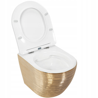 Závesné WC Rea CARLOS RIMLESS - brúsené zlato + Duroplast sedátko flat