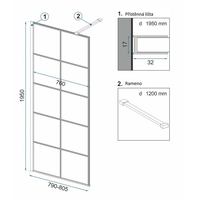 Sprchová zástena MAXMAX Rea BLER-1 80 cm - čierna