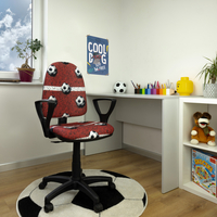 Detská otočná stolička BRANDON - FUTBAL červená