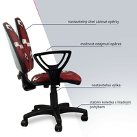 Detská otočná stolička BRANDON - FUTBAL červená