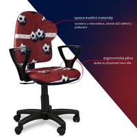 Detská otočná stolička BRANDON - FUTBAL červená