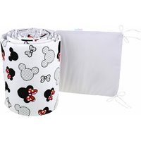 Ochranný mantinel do postieľky 180x30 cm PREMIUM - Myška Minnie/sivá