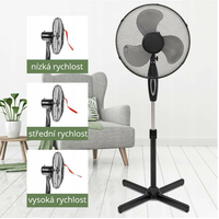 Stojanový ventilátor - čierny