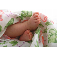 Detská mušelínová plienka (zavinovačka) BABYMAM PREMIUM 120x120 cm - Plameniaky