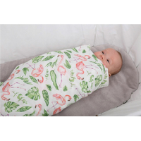 Detská mušelínová plienka (zavinovačka) BABYMAM PREMIUM 120x120 cm - Plameniaky