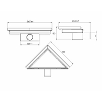 Trojuholníkový rohový sprchový žľab MEXEN FLAT 2v1 - 20 cm - čierny, 1710320