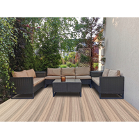 Záhradný kovový nábytok COMODO s technoratanom (3 pohovky + 2 truhlice + stôl) - hnedý