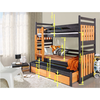 Detská poschodová posteľ z masívu borovice SAMBOR s prístelkou a zásuvkami - 200x90 cm - biela