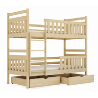 Detská poschodová posteľ z masívu borovice MARIE so zásuvkami 200x90 cm - biela