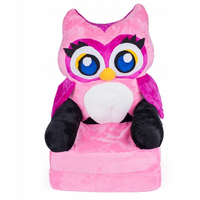 Detské plyšové rozkladacie kresielko SOVIČKA - ružové