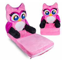 Detské plyšové rozkladacie kresielko SOVIČKA - ružové