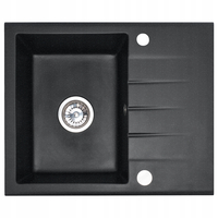Kuchynský granitový drez REA NORTH - 48,5 x 59,5 cm - čierny prskaný