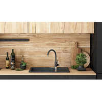 Kuchynský granitový drez REA NORTH - 48,5 x 59,5 cm - čierny prskaný