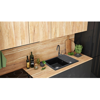 Kuchynský granitový drez REA NORTH - 48,5 x 59,5 cm - metalický čierny