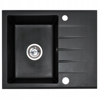 Kuchynský granitový drez REA NORTH - 48,5 x 59,5 cm - metalický čierny