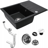 Kuchynský granitový drez REA NORTH - 48,5 x 59,5 cm - metalický čierny