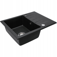 Kuchynský granitový drez REA NORTH - 48,5 x 59,5 cm - metalický čierny